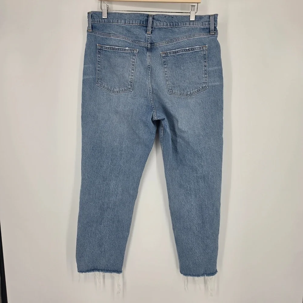 Gap Cheeky Straight Jeans 33 16 Reg Blue High Rise Front‎ Seam Raw Hem Boho 90s